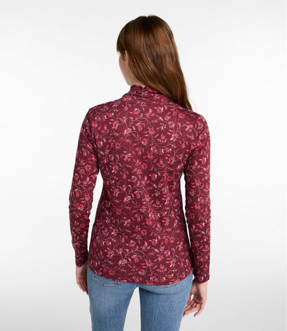 Women's Pima Cotton Tee, Shawl Long-Sleeve Print