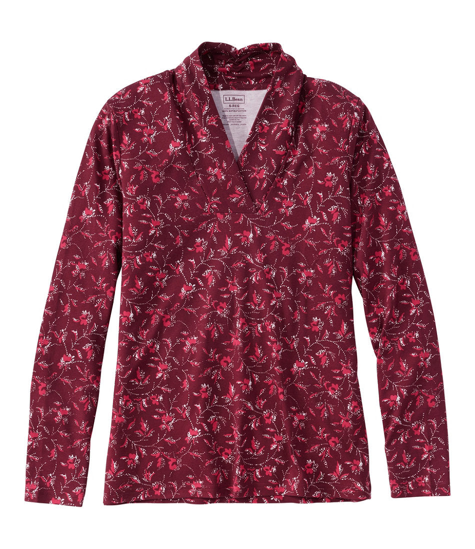 Women's Pima Cotton Tee Shawl Long-Sleeve Print