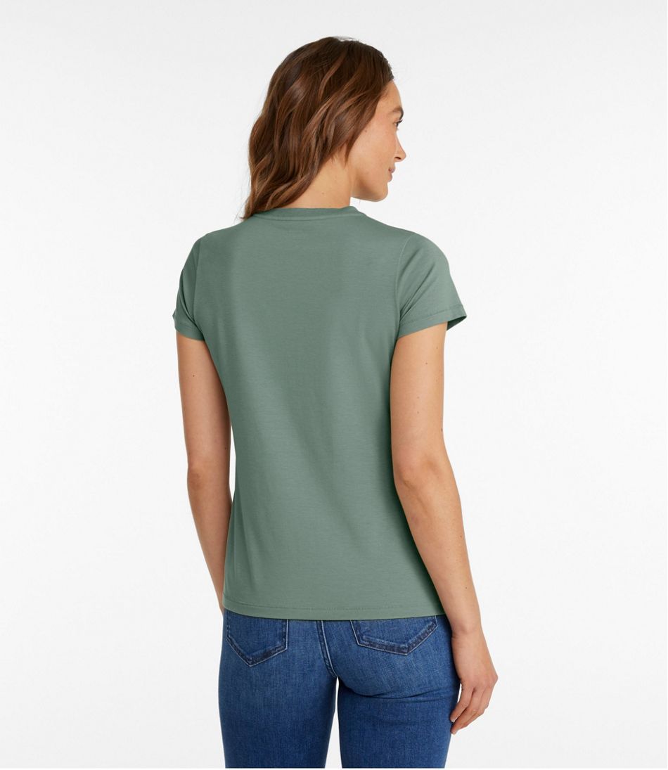 Women's Soft Stretch Supima-Blend Tee, Crewneck Short-Sleeve