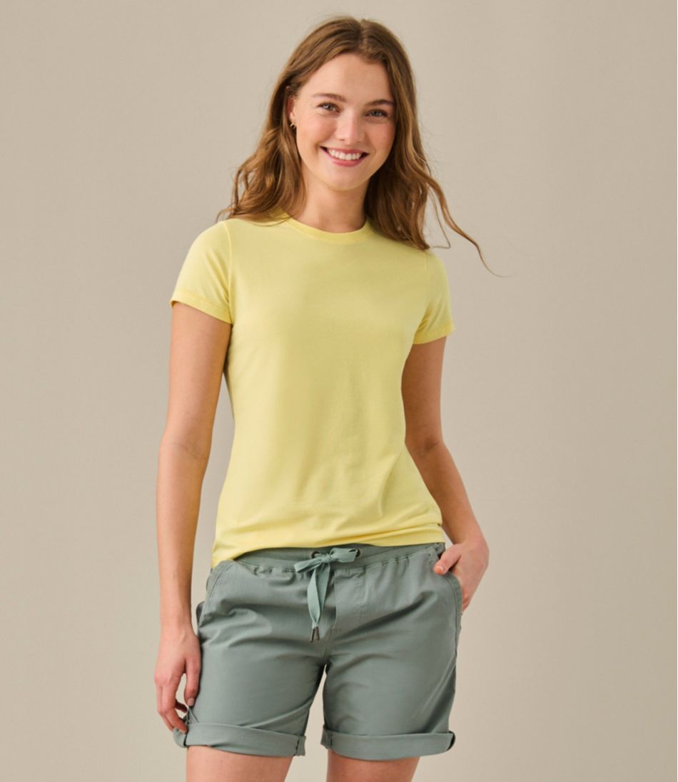 Women's Soft Stretch Supima-Blend Tee, Crewneck Short-Sleeve