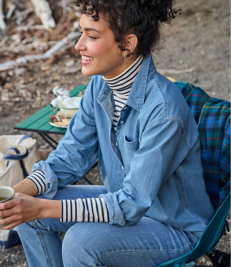 Long-Sleeve Stripe Women's L.L.Bean Interlock Turtleneck