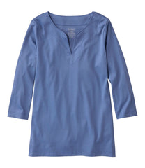 Women's Pima Cotton Tunic Three-Quarter-Sleeve Splitneck