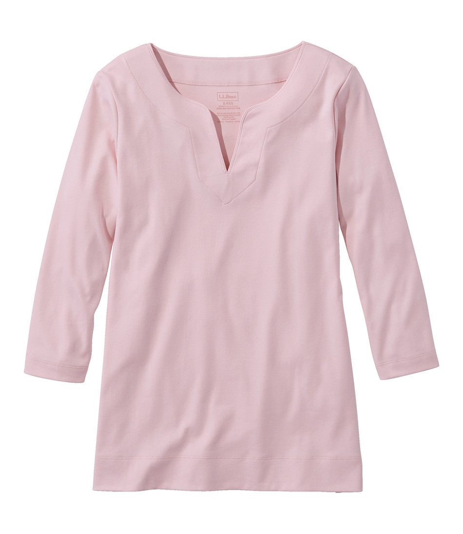 Women's Pima Cotton Tunic Three-Quarter-Sleeve Splitneck