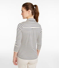Women's Pima Cotton Tee Three-Quarter-Sleeve Polo Stripe