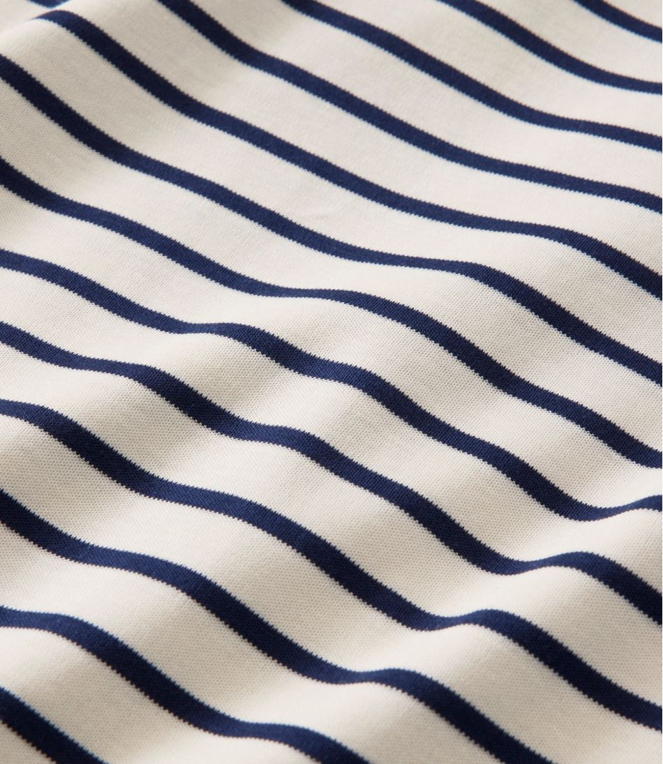 Women's Pima Cotton Tee, Three-Quarter-Sleeve Polo Stripe