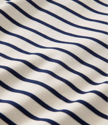 Women's Pima Cotton Tee, Three-Quarter-Sleeve Polo Stripe