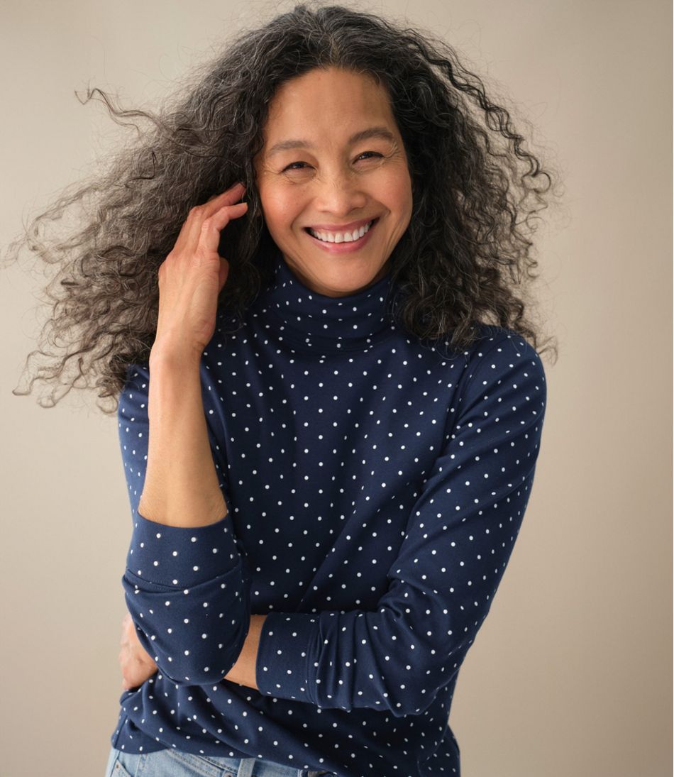 Long-Sleeve Allover Print Women's L.L.Bean Interlock Turtleneck