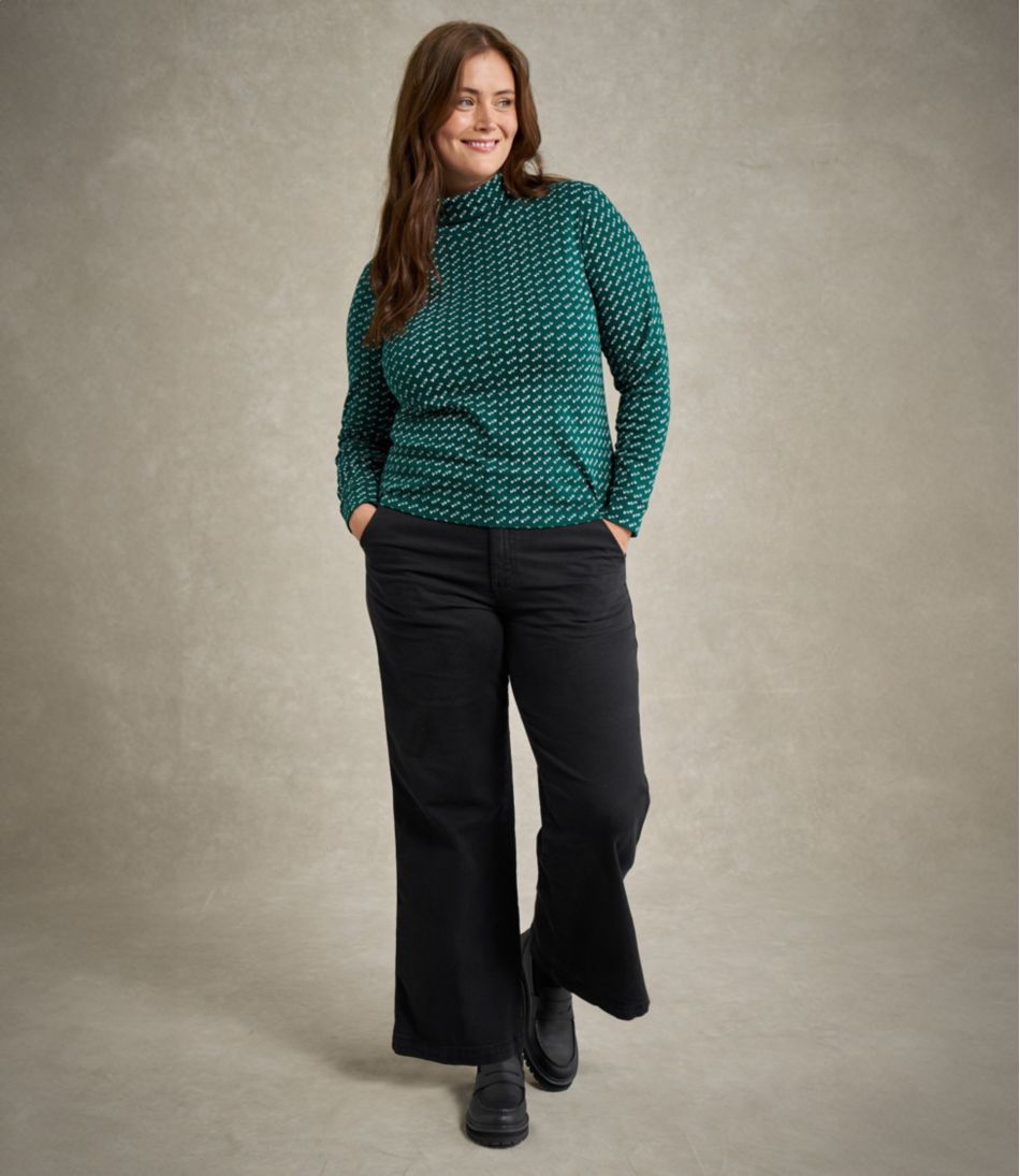 Long-Sleeve Allover Print Women's L.L.Bean Interlock Turtleneck