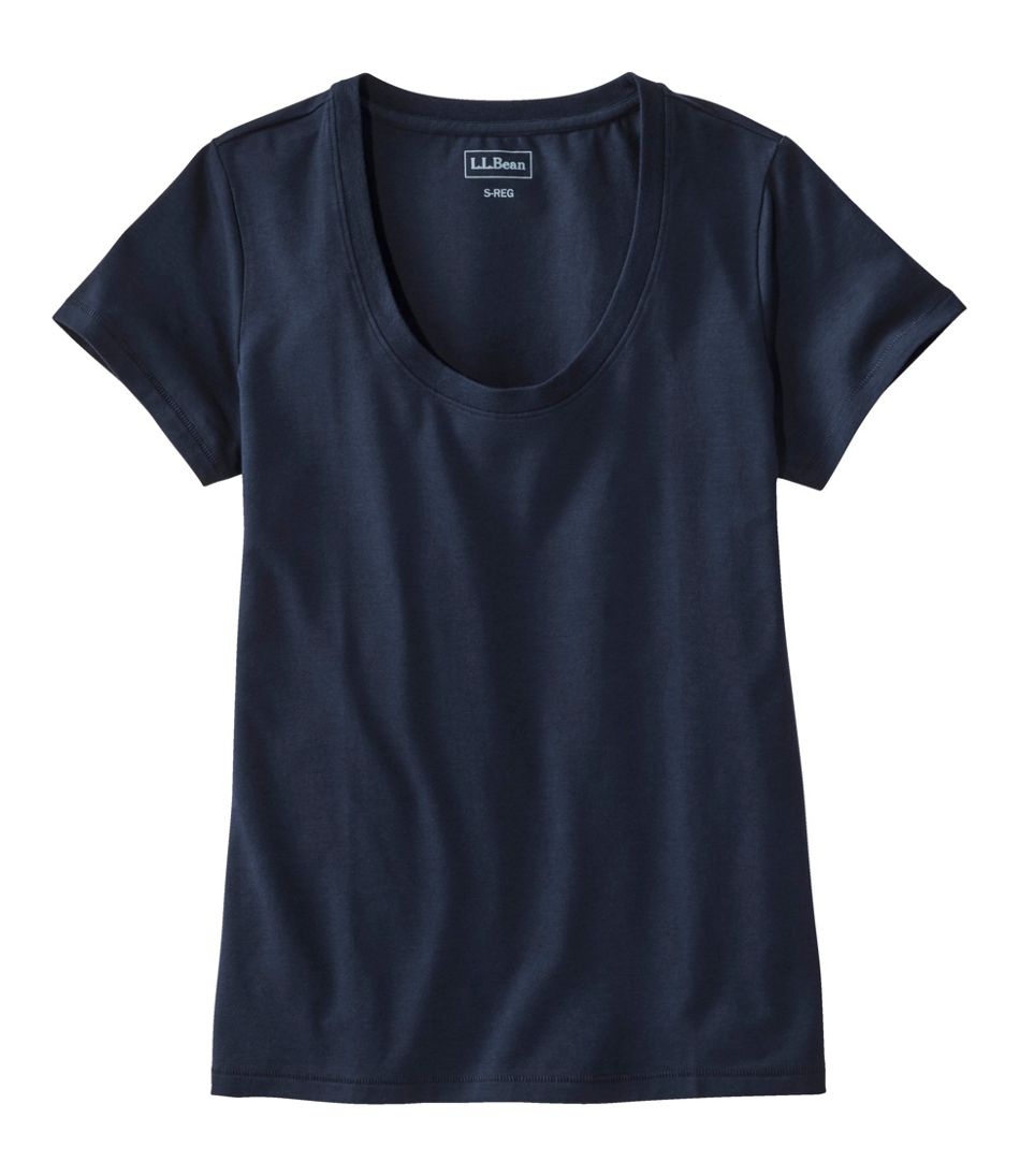 Women's Soft Stretch Supima-Blend Tee, Scoopneck Short-Sleeve