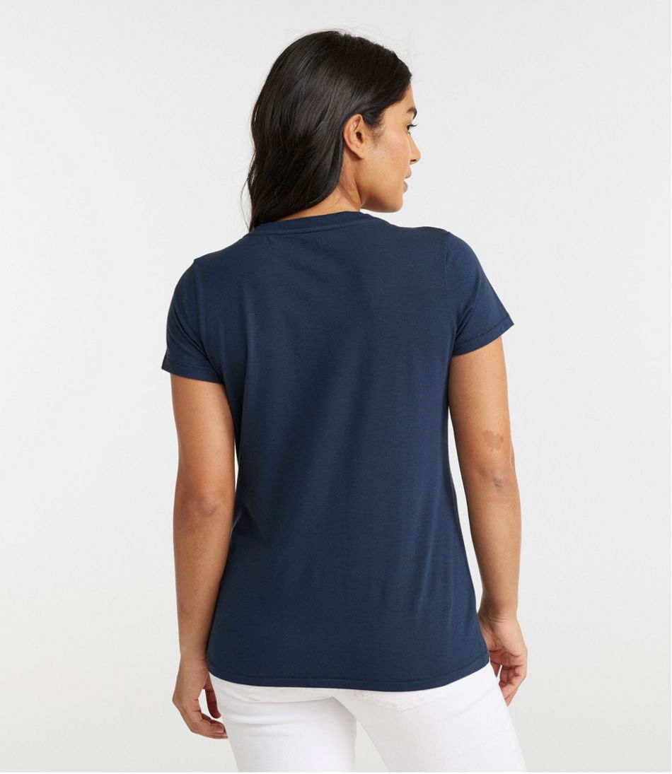 Women's Soft Stretch Supima-Blend Tee Scoopneck Short-Sleeve