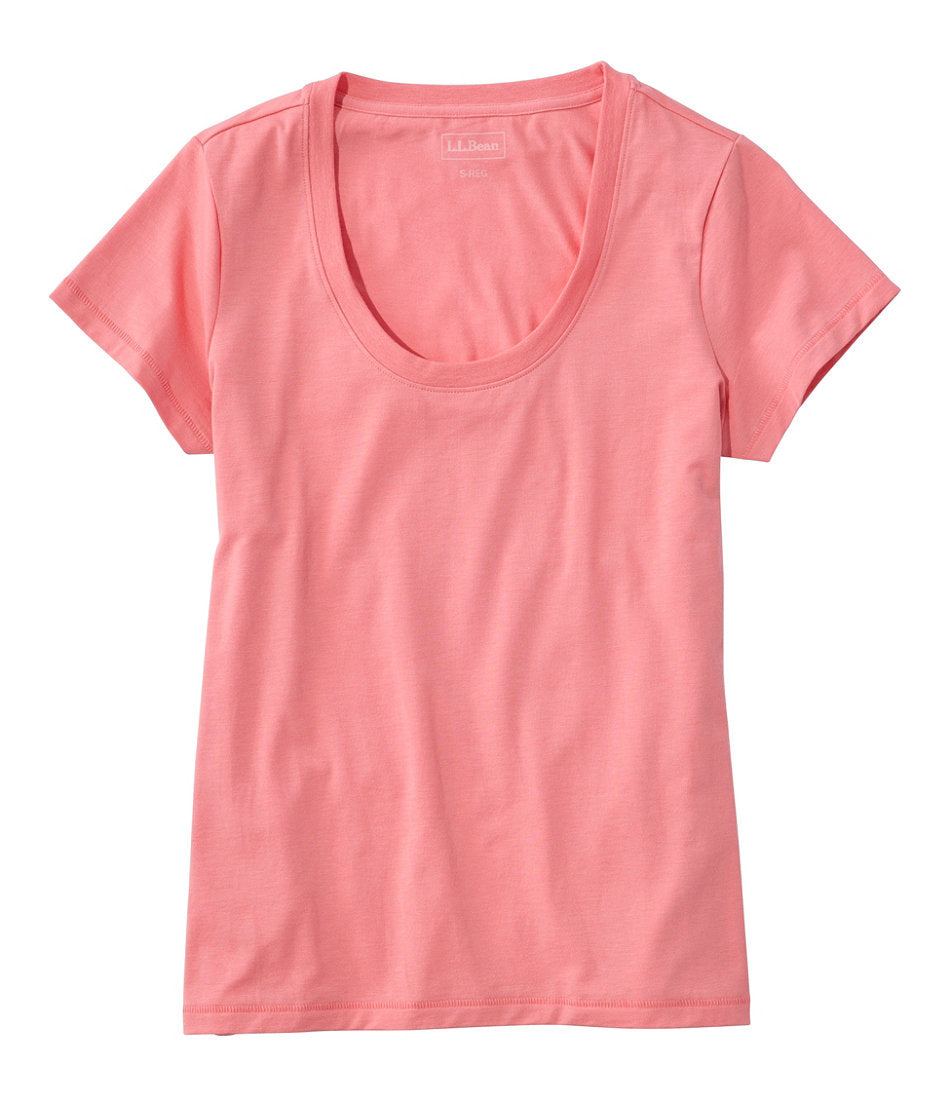 Women's Soft Stretch Supima-Blend Tee Scoopneck Short-Sleeve
