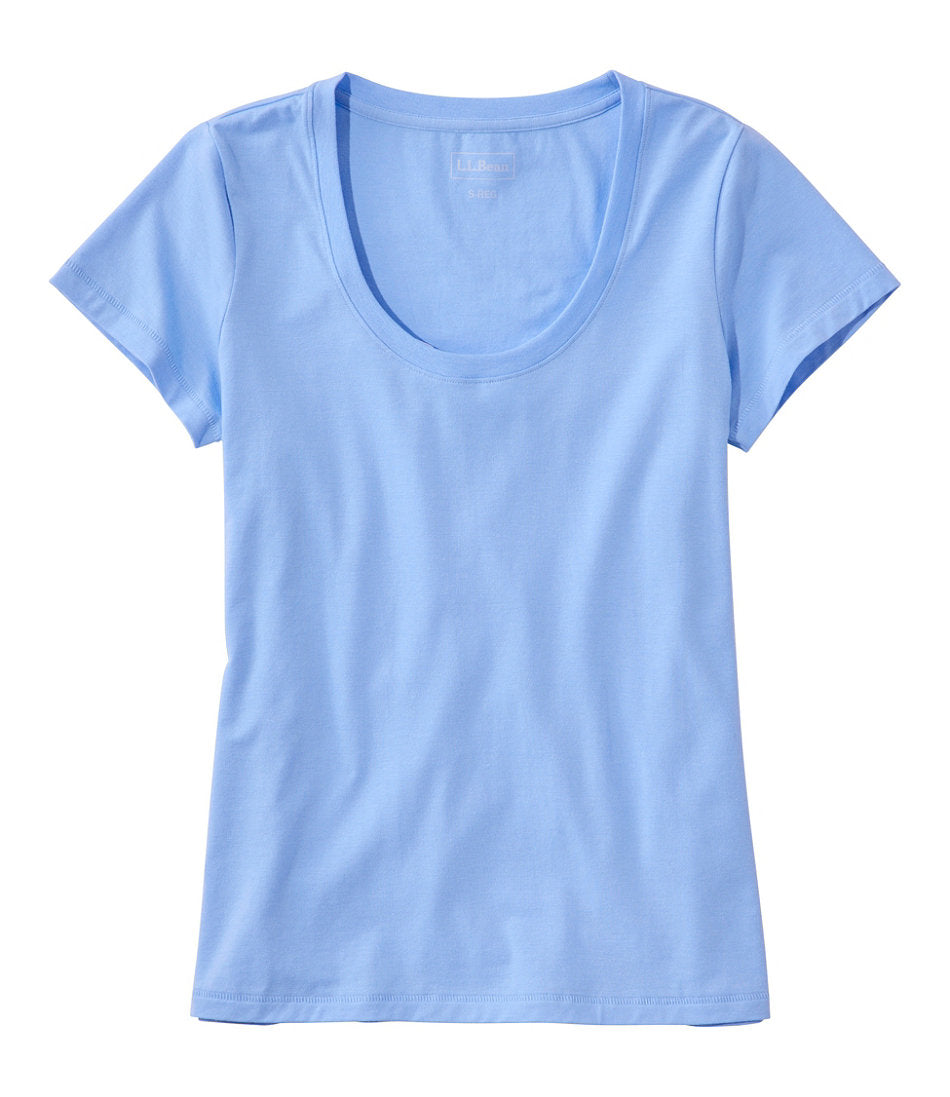 Women's Soft Stretch Supima-Blend Tee Scoopneck Short-Sleeve