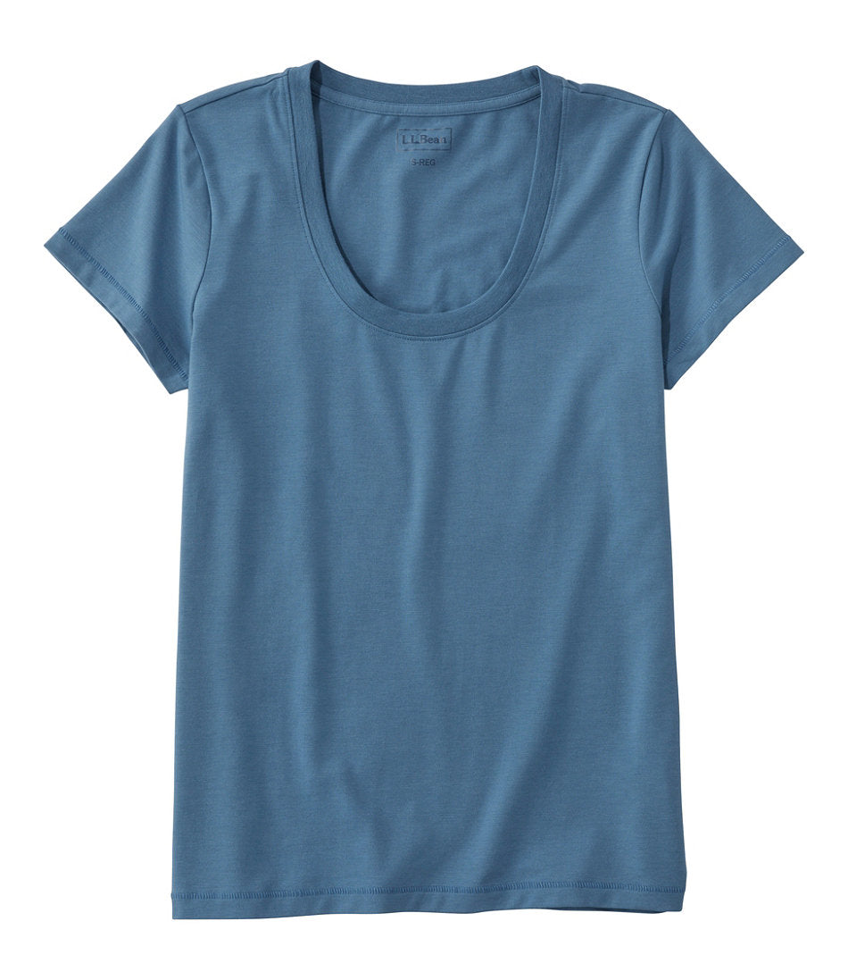 Women's Soft Stretch Supima-Blend Tee Scoopneck Short-Sleeve