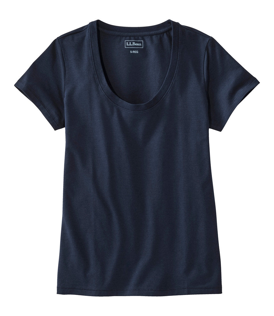Women's Soft Stretch Supima-Blend Tee Scoopneck Short-Sleeve