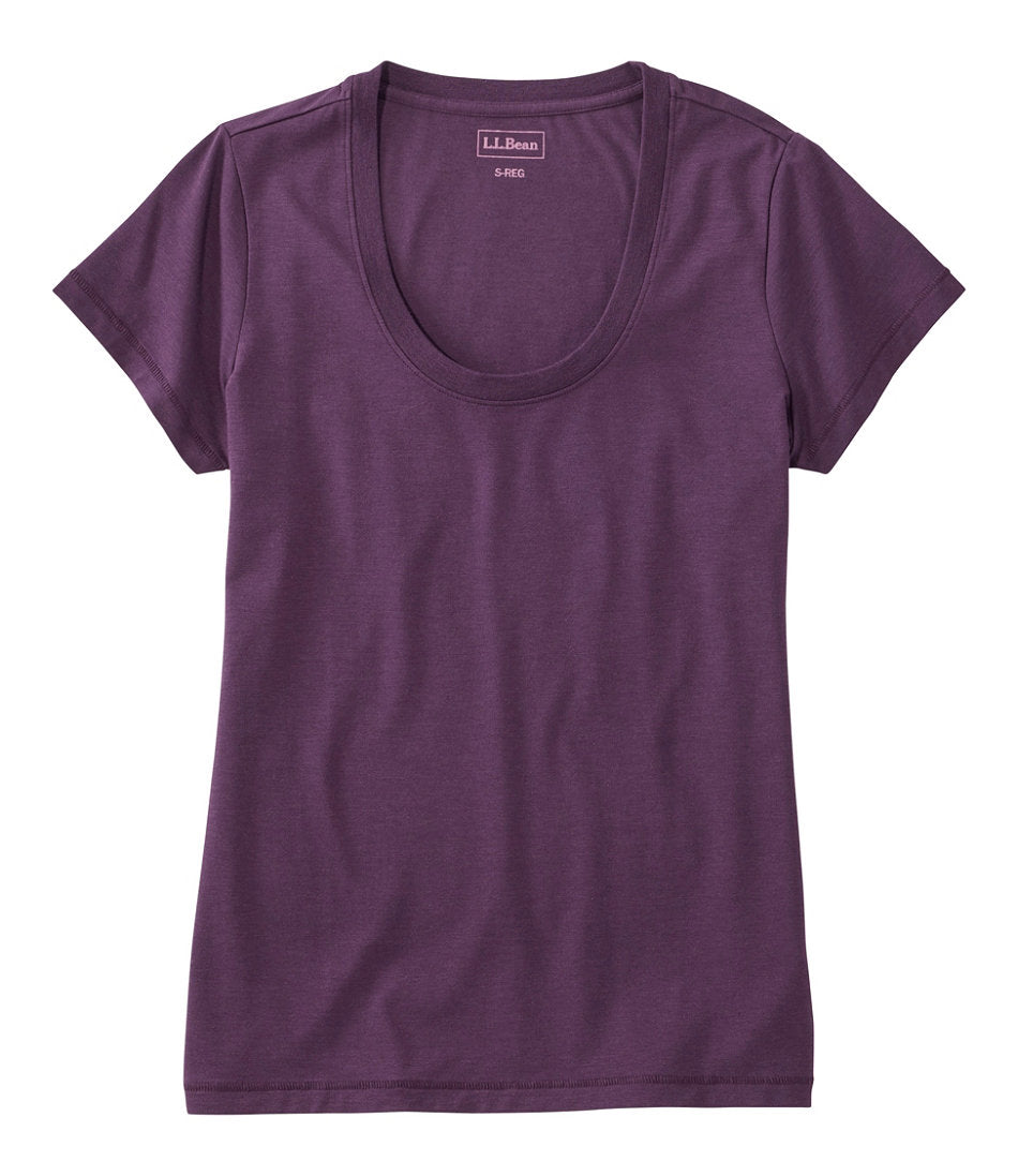 Women's Soft Stretch Supima-Blend Tee Scoopneck Short-Sleeve