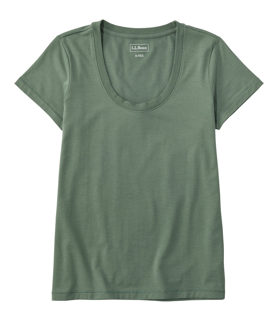 Women's Soft Stretch Supima-Blend Tee Scoopneck Short-Sleeve