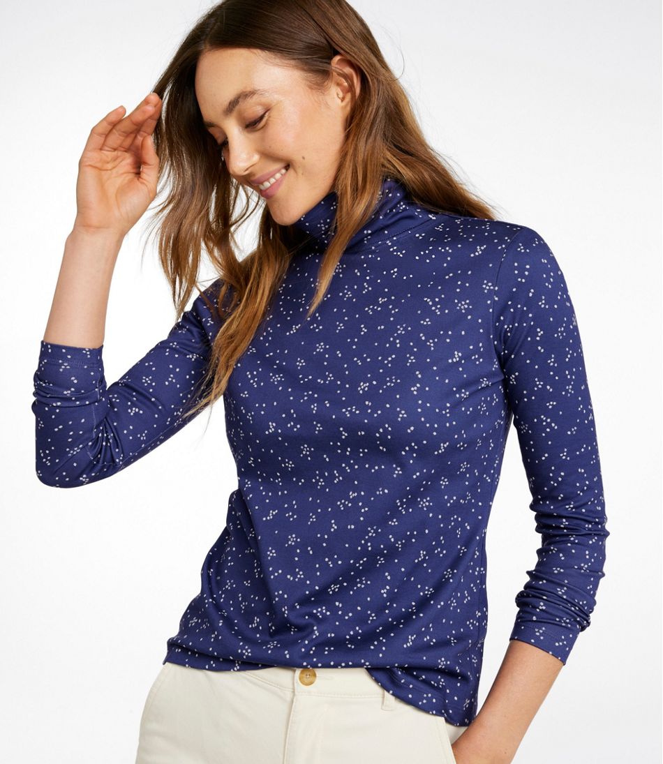Long-Sleeve Print Women's Pima Cotton Turtleneck