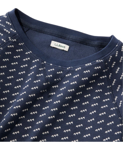 Women's Unshrinkable Mini-Waffle Tee, Long-Sleeve Crewneck Stripe