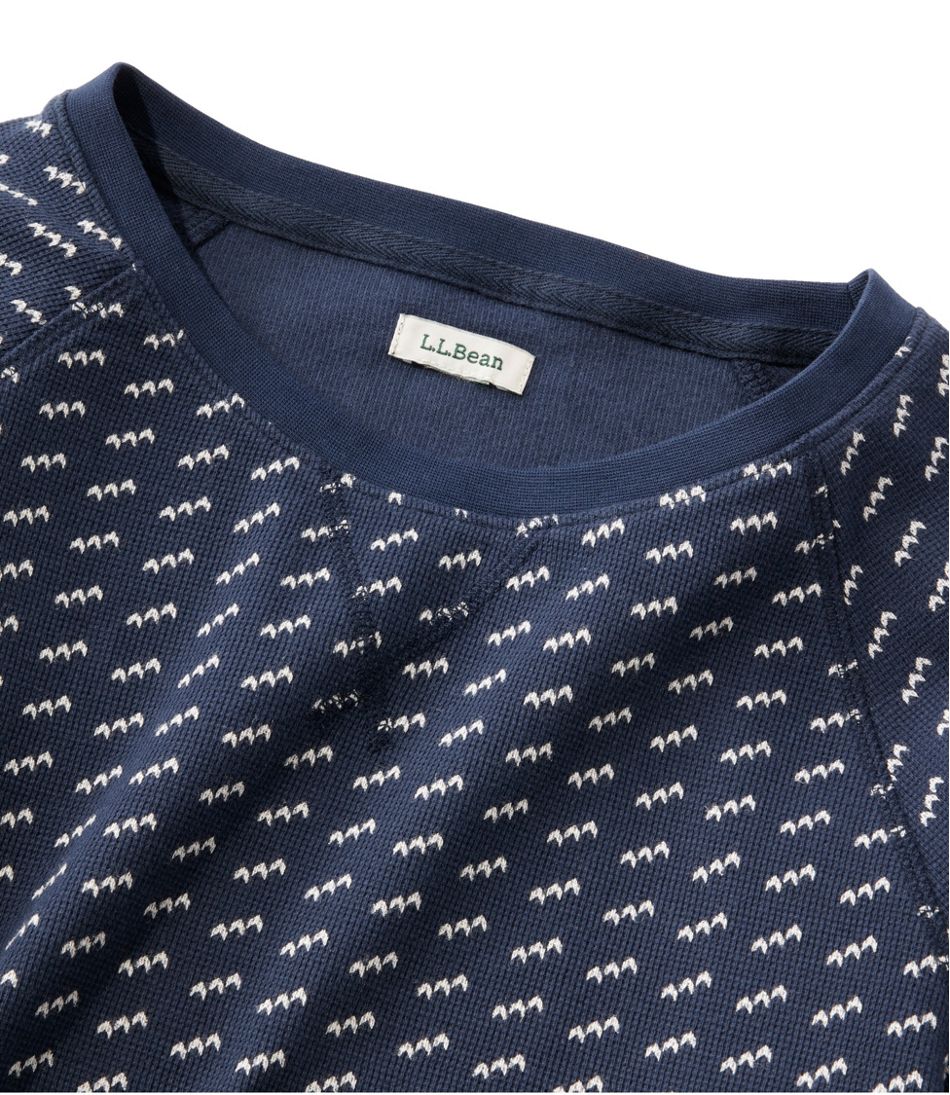 Long-Sleeve Crewneck Stripe Women's Unshrinkable Mini-Waffle Tee