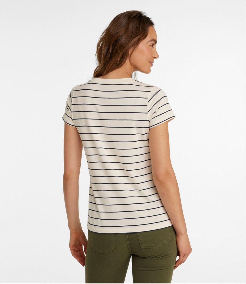 Scoopneck Short-Sleeve Stripe Women's Soft Stretch Supima-Blend Tee
