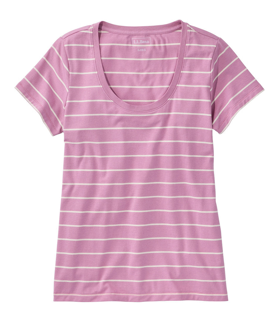 Scoopneck Short-Sleeve Stripe Women's Soft Stretch Supima-Blend Tee