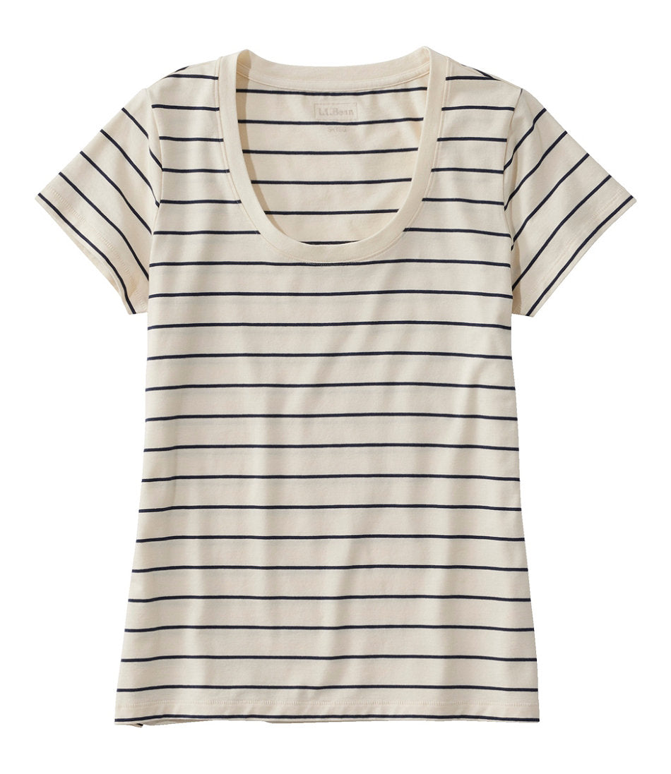 Scoopneck Short-Sleeve Stripe Women's Soft Stretch Supima-Blend Tee