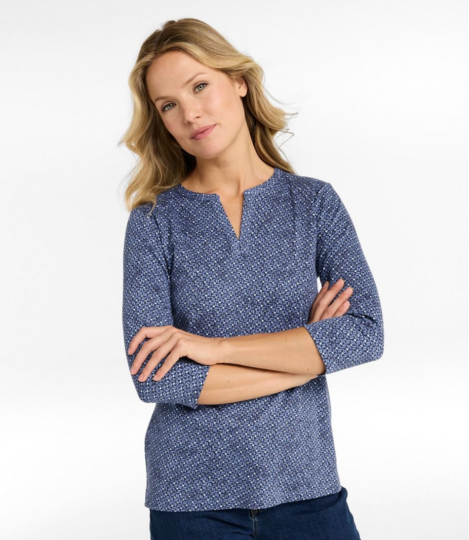 Women's L.L.Bean Tee Three-Quarter-Sleeve Splitneck Tunic Print