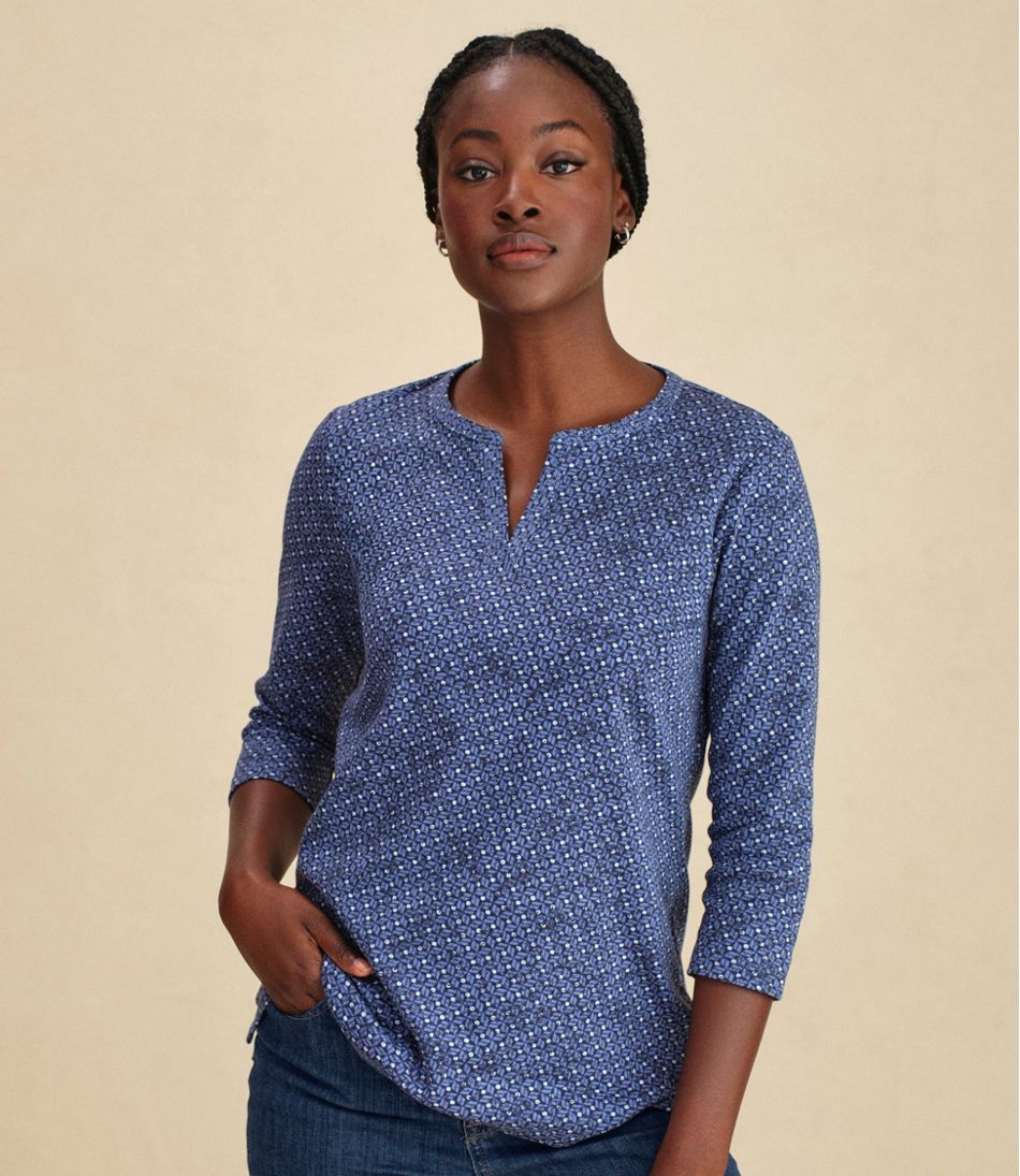 Women's L.L.Bean Tee Three-Quarter-Sleeve Splitneck Tunic Print