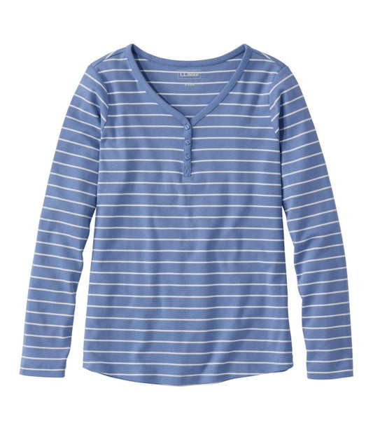 Women's L.L.Bean V-Neck Henley, Long-Sleeve Stripe