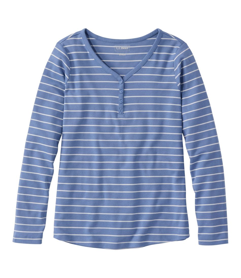 Women's L.L.Bean V-Neck Henley Long-Sleeve Stripe