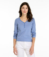 Women's L.L.Bean V-Neck Henley Long-Sleeve Stripe