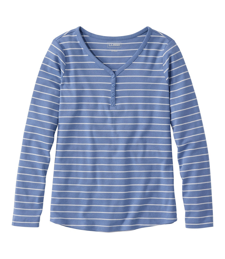 Women's L.L.Bean V-Neck Henley Long-Sleeve Stripe