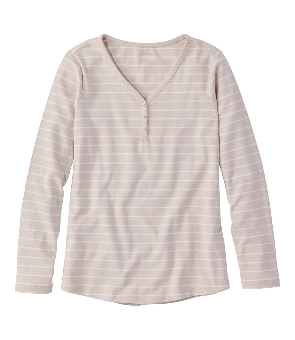 Women's L.L.Bean V-Neck Henley Long-Sleeve Stripe