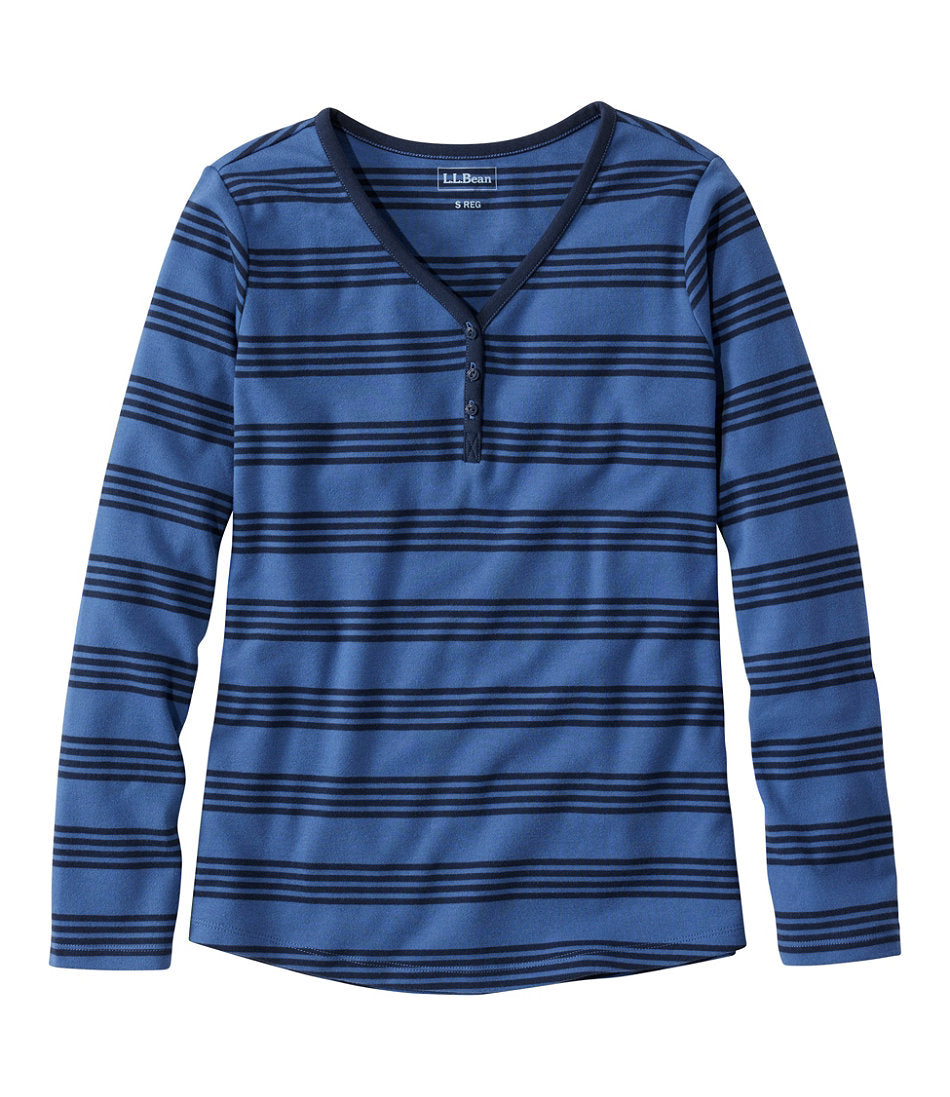 Women's L.L.Bean V-Neck Henley Long-Sleeve Stripe