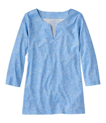 Women's Pima Cotton Tunic Three-Quarter-Sleeve Splitneck Print