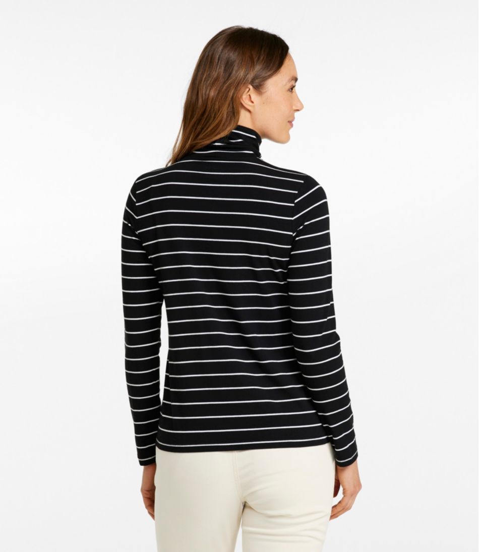 Women's Soft Stretch Supima-Blend Tee Turtleneck Stripe