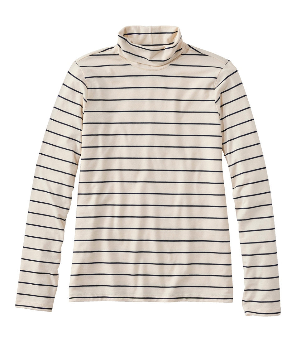 Women's Soft Stretch Supima-Blend Tee Turtleneck Stripe
