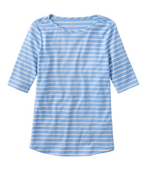 Elbow-Sleeve Boatneck Stripe Women's Pima Cotton Tee
