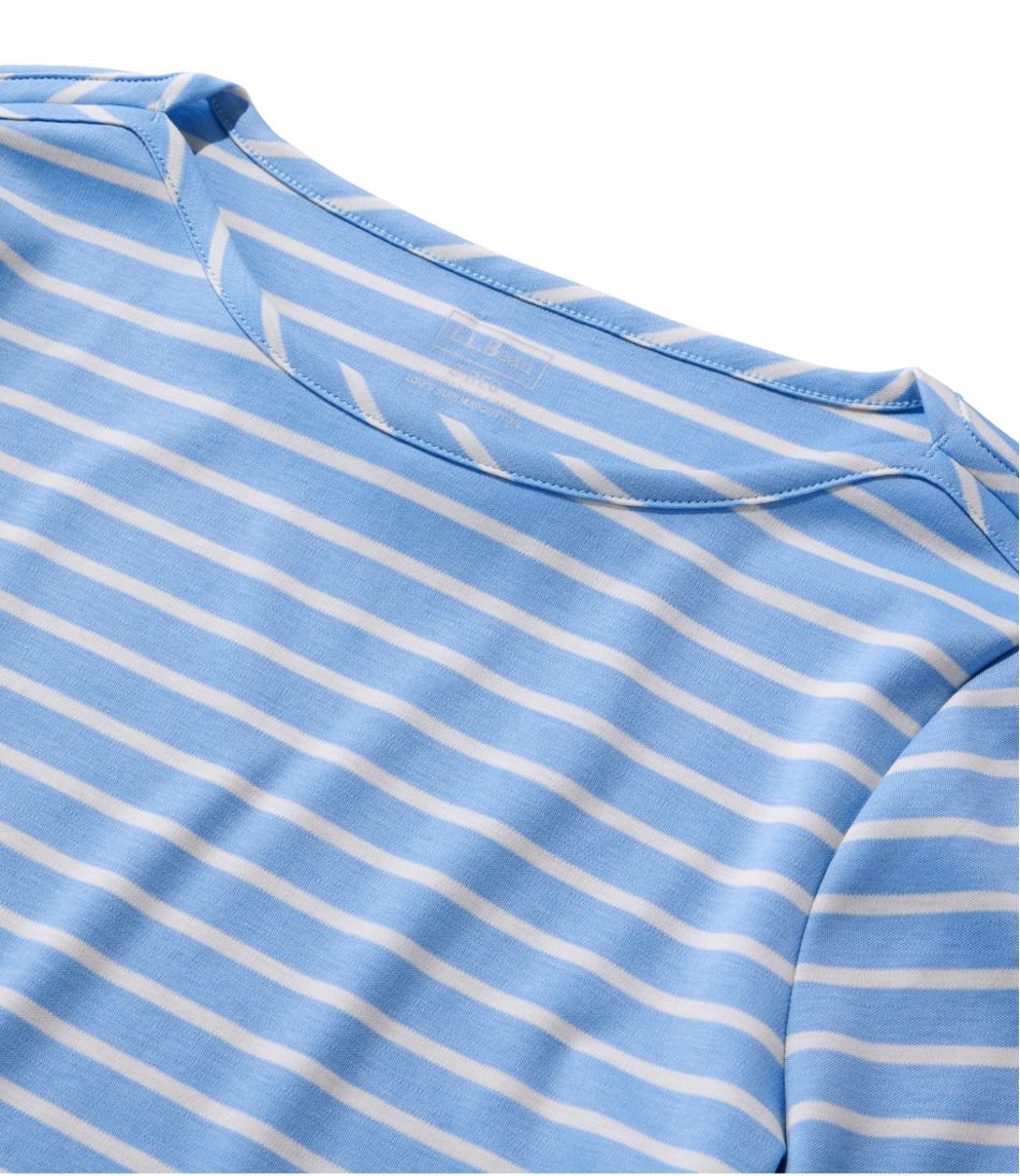 Elbow-Sleeve Boatneck Stripe Women's Pima Cotton Tee