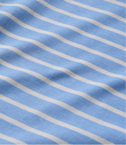 Women's Pima Cotton Tee, Elbow-Sleeve Boatneck Stripe