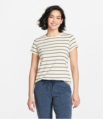 Women's Soft Stretch Supima-Blend Tee Crewneck Short-Sleeve Striped