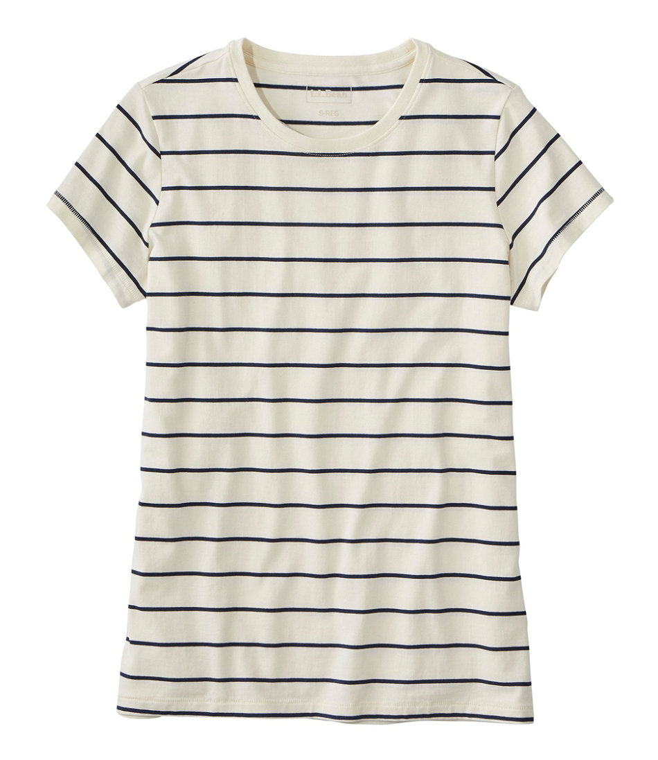 Women's Soft Stretch Supima-Blend Tee Crewneck Short-Sleeve Striped