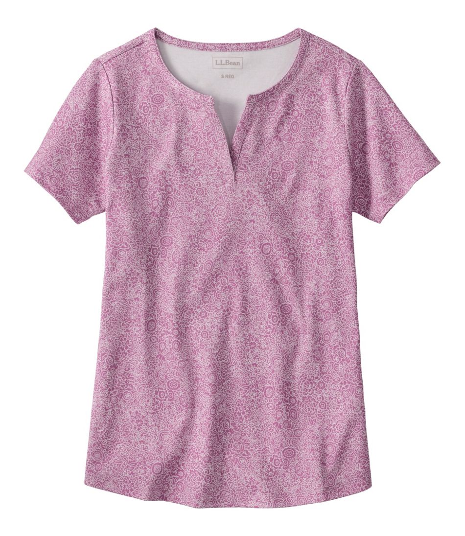 Women's L.L.Bean Tee Short-Sleeve Notch-Neck Print