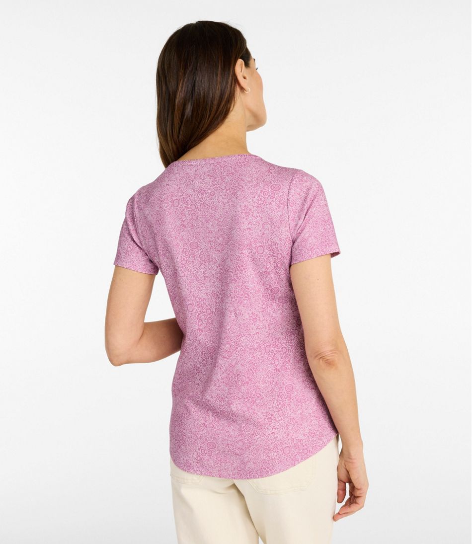 Women's L.L.Bean Tee Short-Sleeve Notch-Neck Print