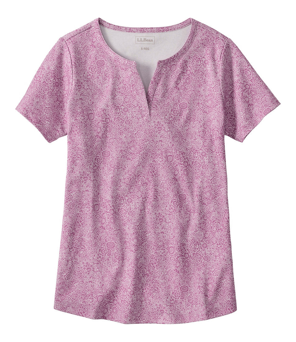 Women's L.L.Bean Tee Short-Sleeve Notch-Neck Print