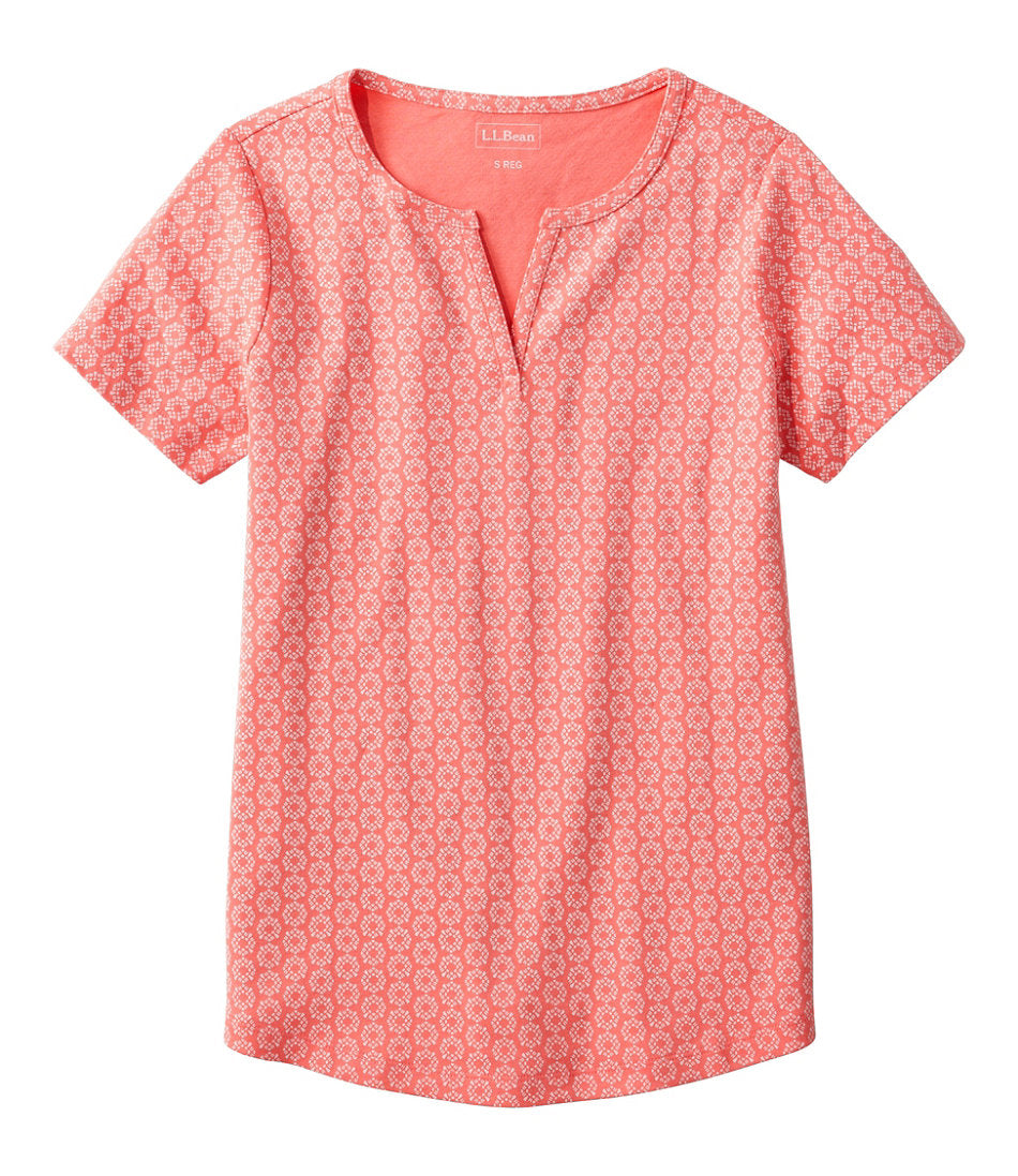 Women's L.L.Bean Tee Short-Sleeve Notch-Neck Print