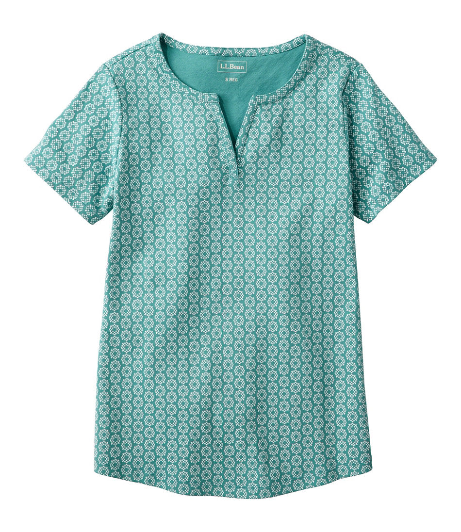 Women's L.L.Bean Tee Short-Sleeve Notch-Neck Print