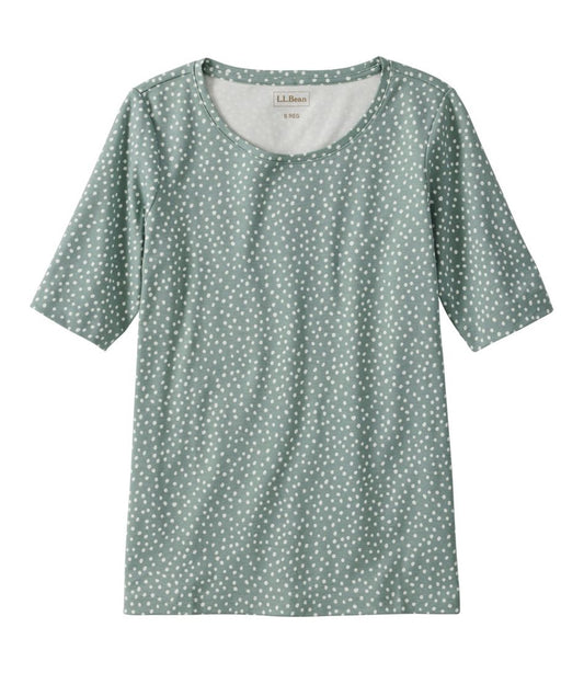 Women's L.L.Bean Jewelneck Tee, Elbow-Sleeve Print