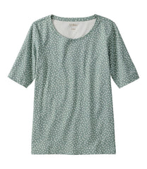 Elbow-Sleeve Print Women's L.L.Bean Jewelneck Tee
