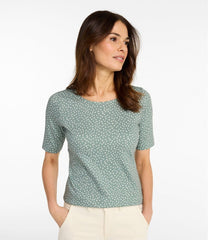 Elbow-Sleeve Print Women's L.L.Bean Jewelneck Tee